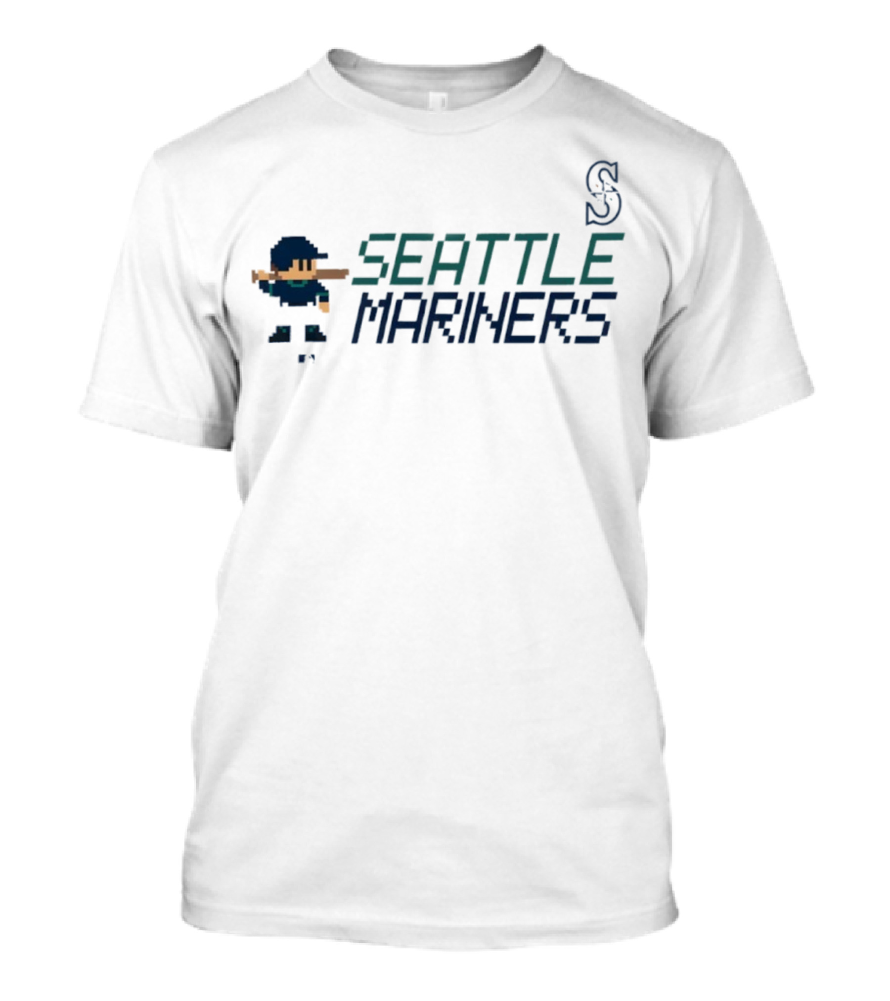 Seattle Mariners 8-Bit Baseball Pixel Art Player Retro Style T-Shirt