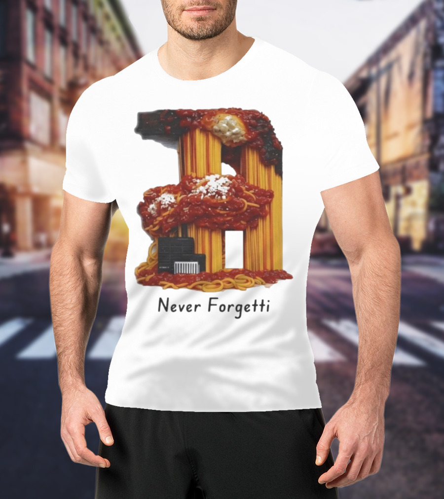 Never Forgetti Spaghetti 9/11 Memory Loss Awareness T-Shirt