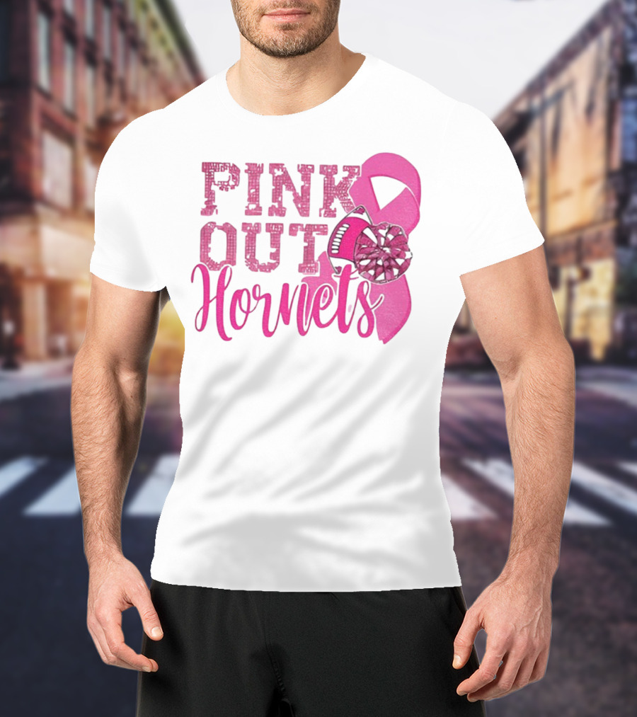 Pink Out Hornets New Orleans Hornets 2025 Football Ribbon Pom لص博 T-Shirt
