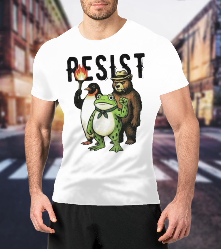 Resist Portland Frog Penguin Bear Abolish Ice T-Shirt