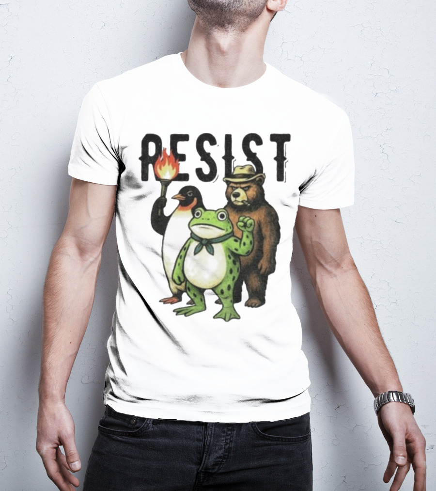 Resist Portland Frog Penguin Bear Abolish Ice T-Shirt
