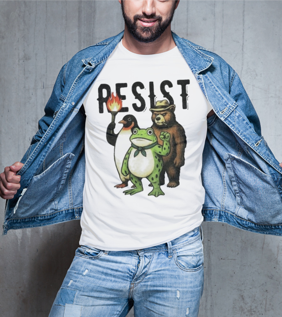 Resist Portland Frog Penguin Bear Abolish Ice T-Shirt