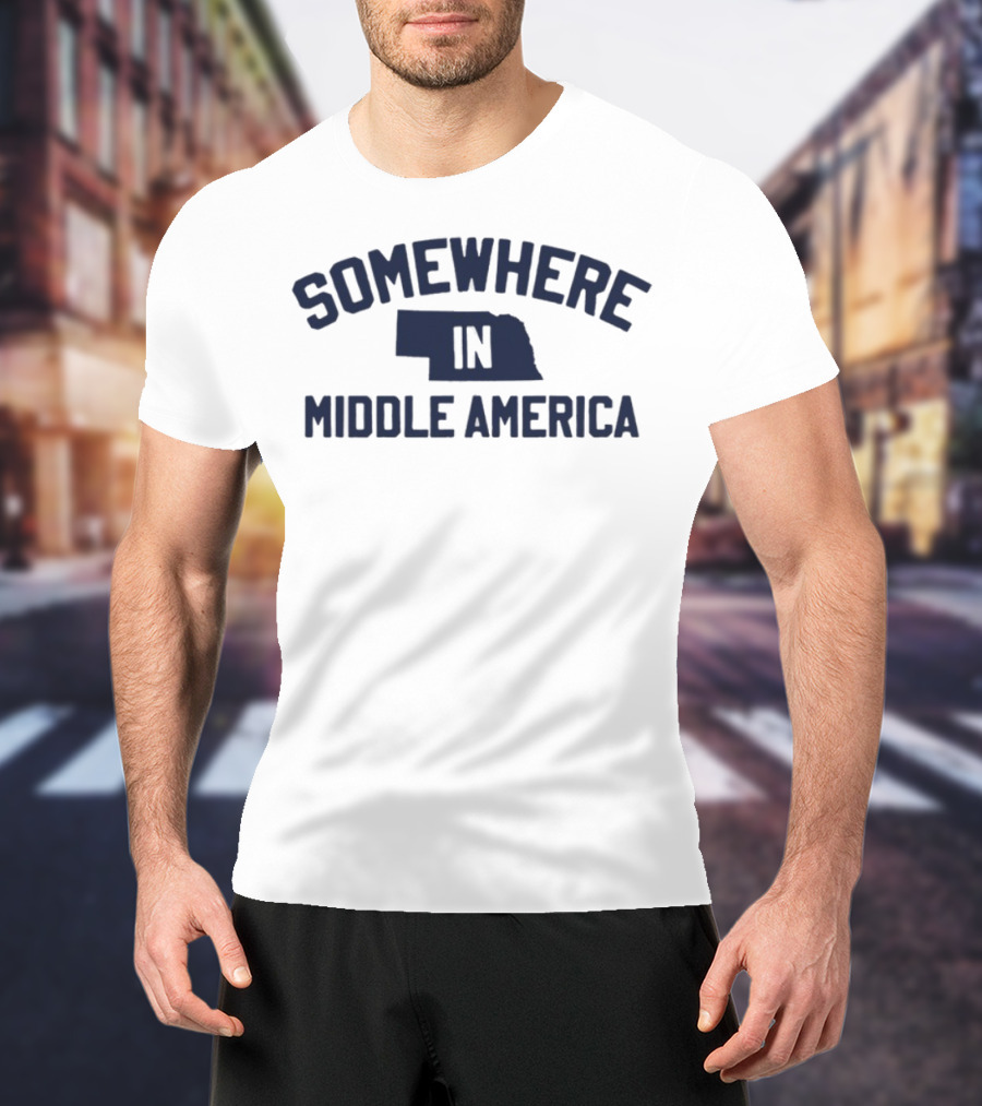 Somewhere In Middle America Nebraska Map Outline T-Shirt