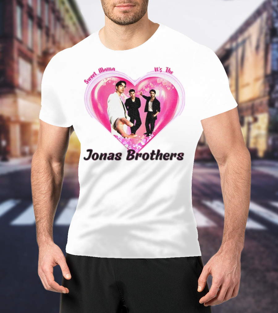 Sweet Mama It's The Jonas Brothers Boyband Vintage Heart Design T-Shirt