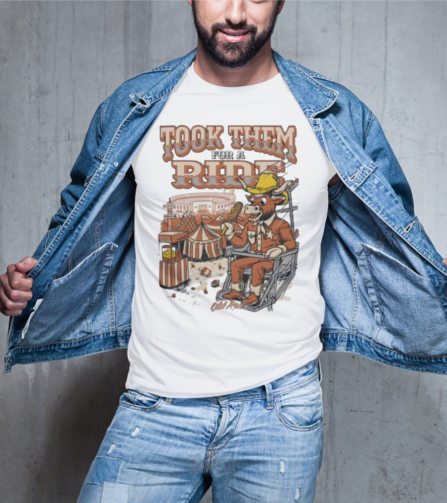 Texas Longhorns Took Them For A Ride Comic Mascot And Carnival Scene T-Shirt