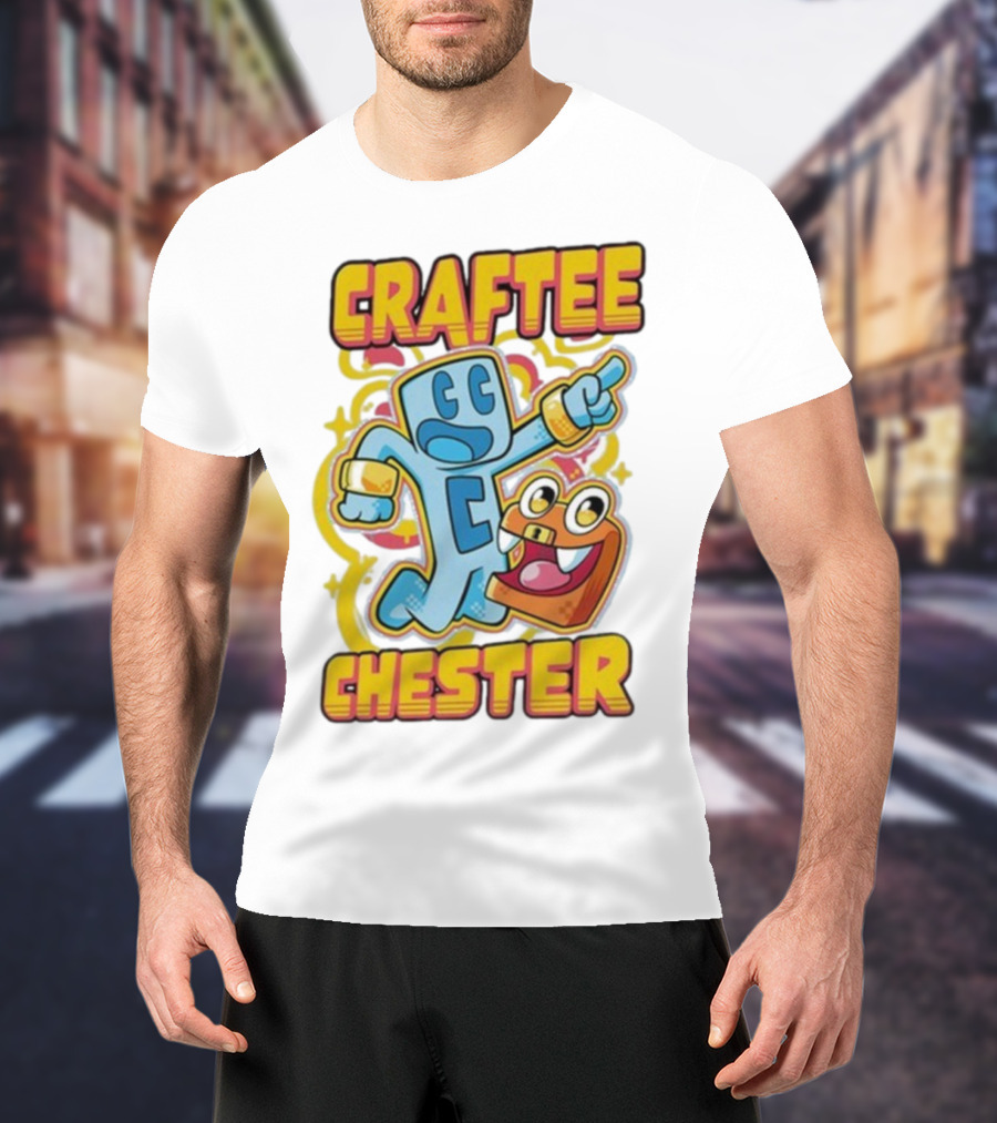 Craftee Chester Cartoon Characters Adventure T-Shirt