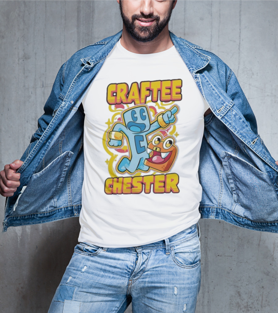 Craftee Chester Cartoon Characters Adventure T-Shirt