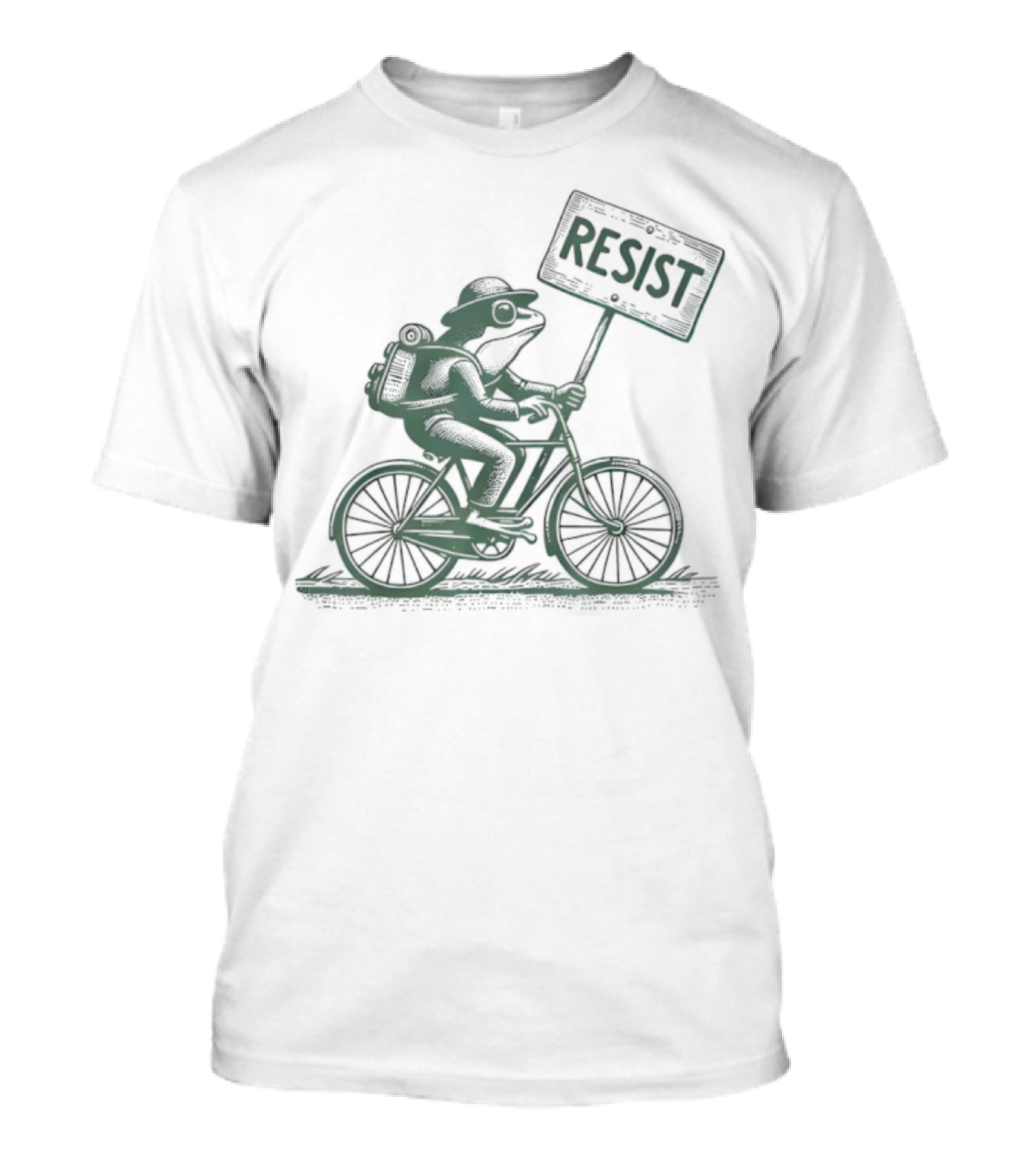 Frog On Bike Resist Portland Protest Vintage Graphic T-Shirt