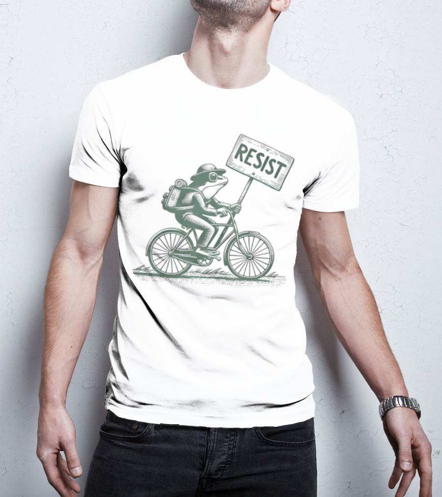 Frog On Bike Resist Portland Protest Vintage Graphic T-Shirt
