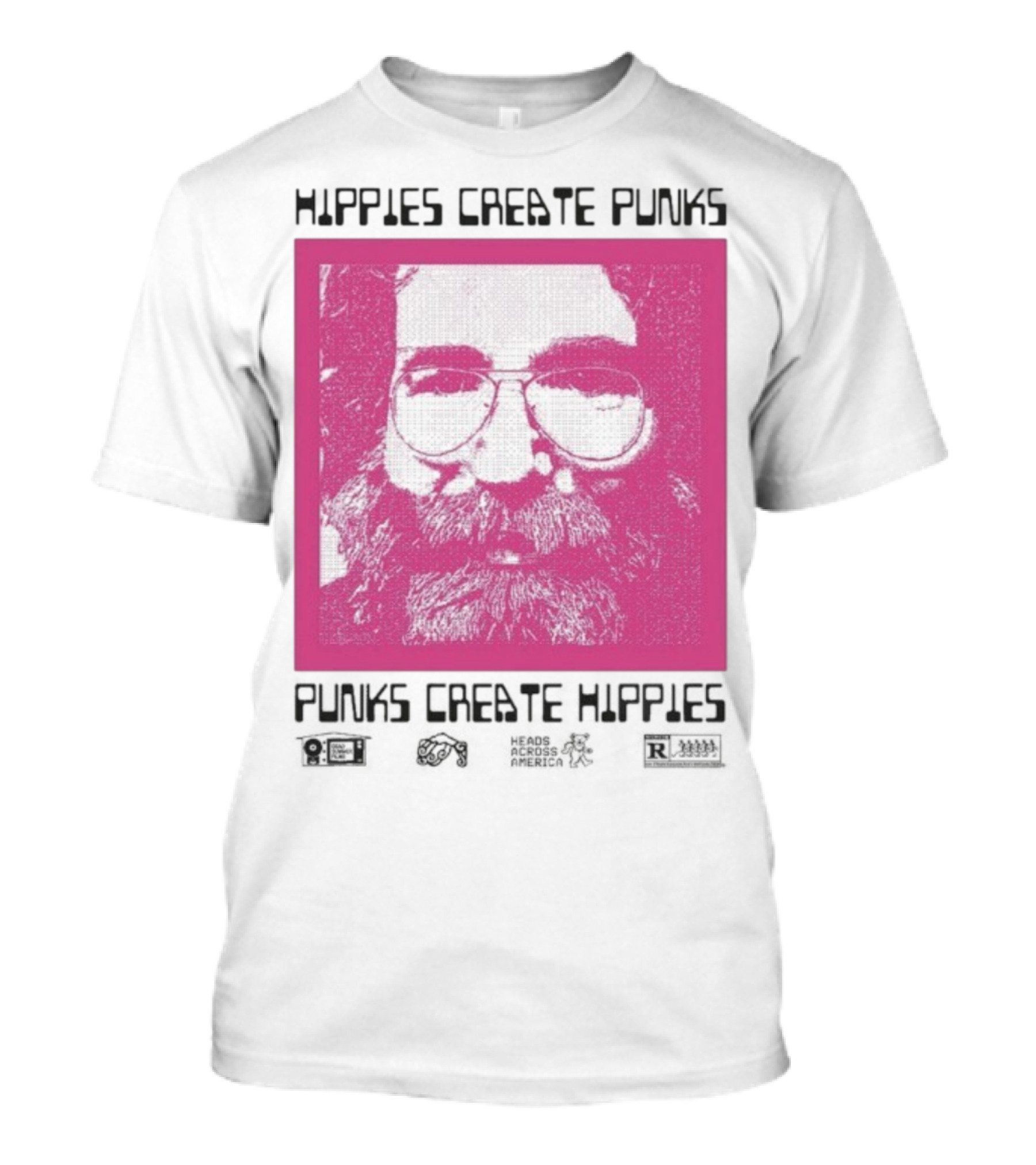 Hippies Create Punks Punks Create Hippies Heads Iconic Beard Glare T-Shirt
