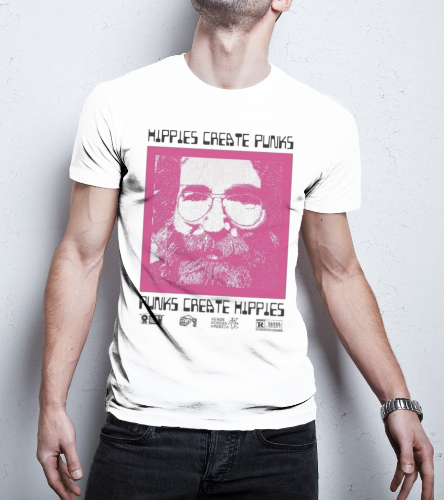 Hippies Create Punks Punks Create Hippies Heads Iconic Beard Glare T-Shirt