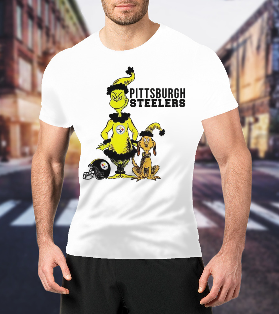 Grinch Max Pittsburgh Steelers Football Christmas Collaboration T-Shirt