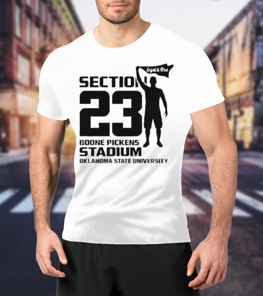 Section 23 Boone Pickens Stadium Oklahoma State University Pistol Pete T-Shirt