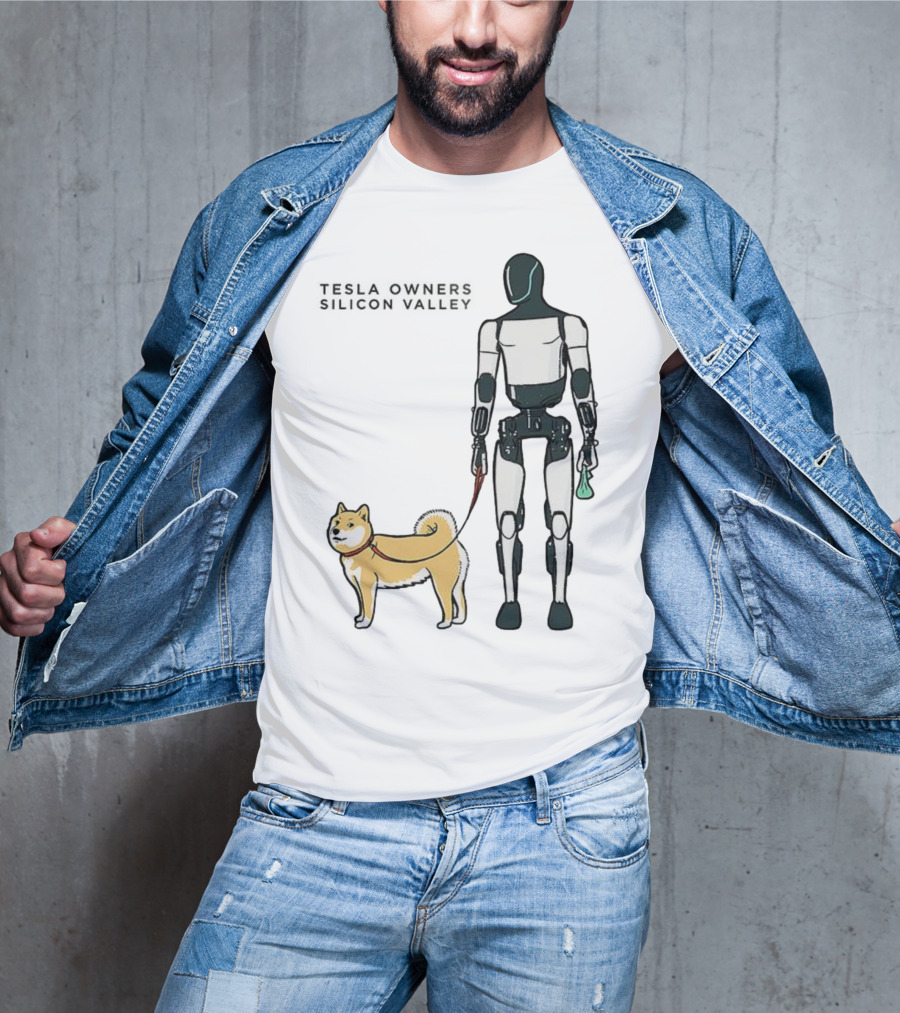Tesla Owners Silicon Valley Optimus Robot Walking Doge Dog T-Shirt