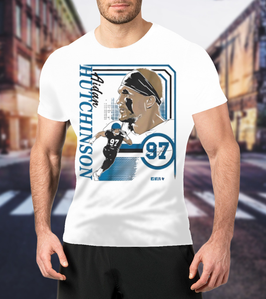 Aidan Hutchinson Signature Collage 97 Athlete Portrait T-Shirt