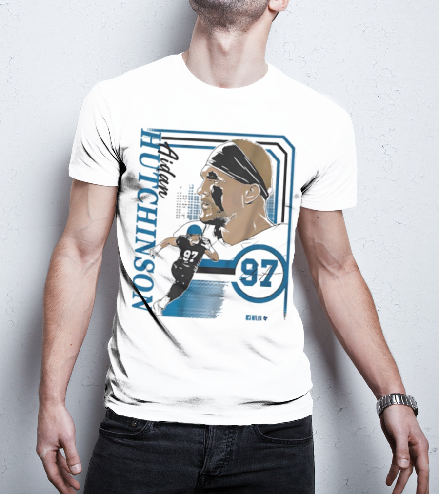 Aidan Hutchinson Signature Collage 97 Athlete Portrait T-Shirt