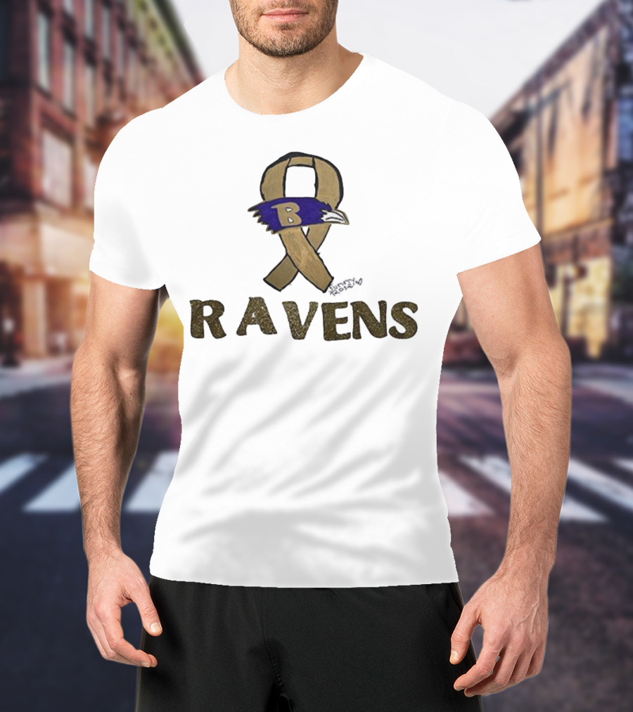 Baltimore Ravens Crucial Catch Breast Cancer Awareness 2025 Ravens Ribbon Logo T-Shirt