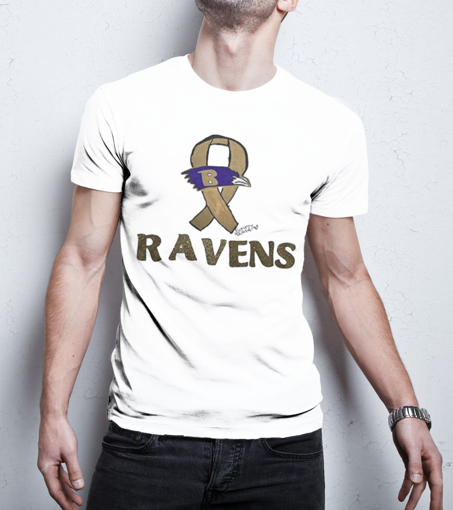 Baltimore Ravens Crucial Catch Breast Cancer Awareness 2025 Ravens Ribbon Logo T-Shirt