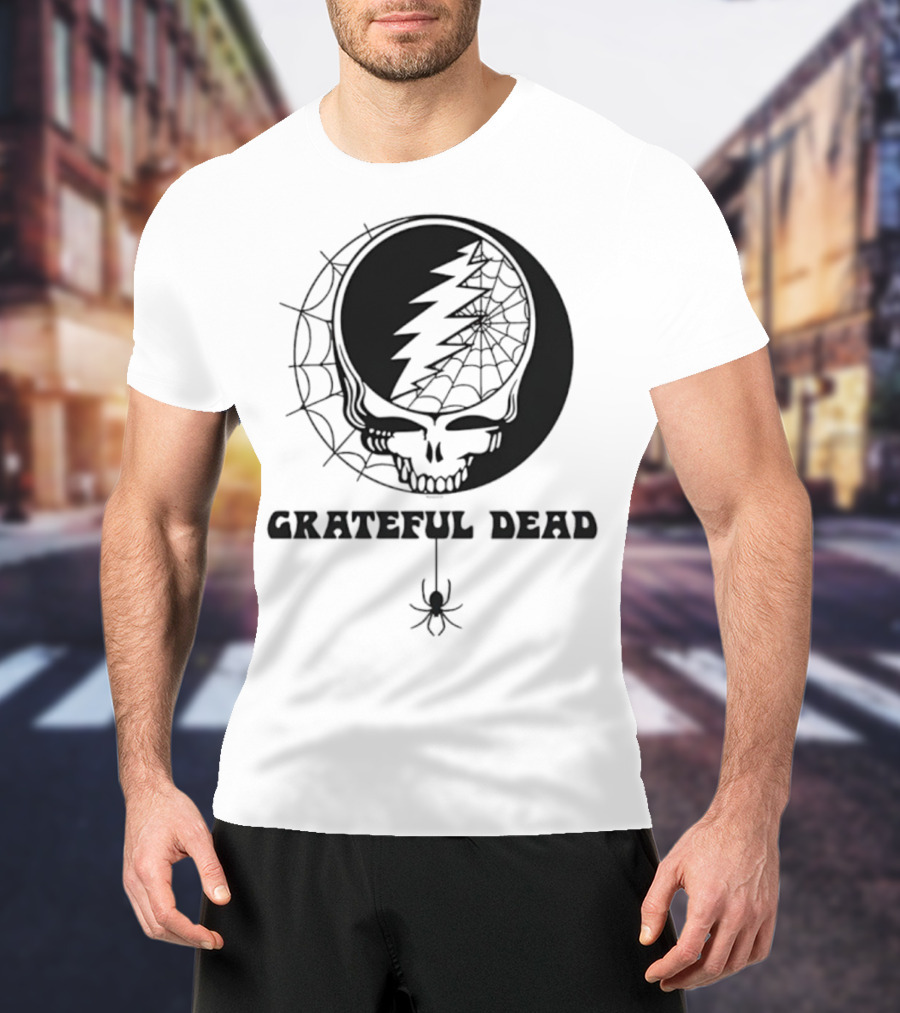 Grateful Dead Steal Your Face Spiderweb Skull Halloween T-Shirt