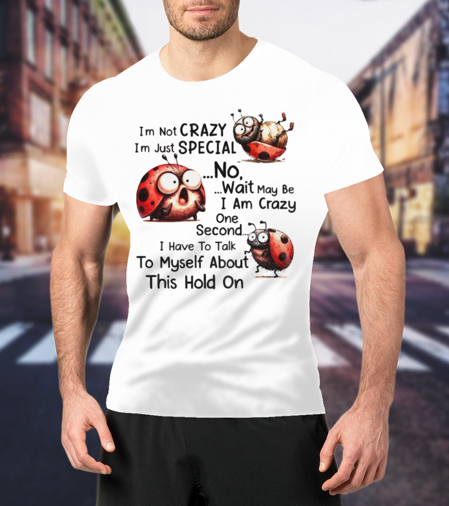 I'm Not Crazy I'm Just Special No Wait May Be I Am Crazy One Second I Have To Talk To Myself About This Hold On Ladybug T-Shirt