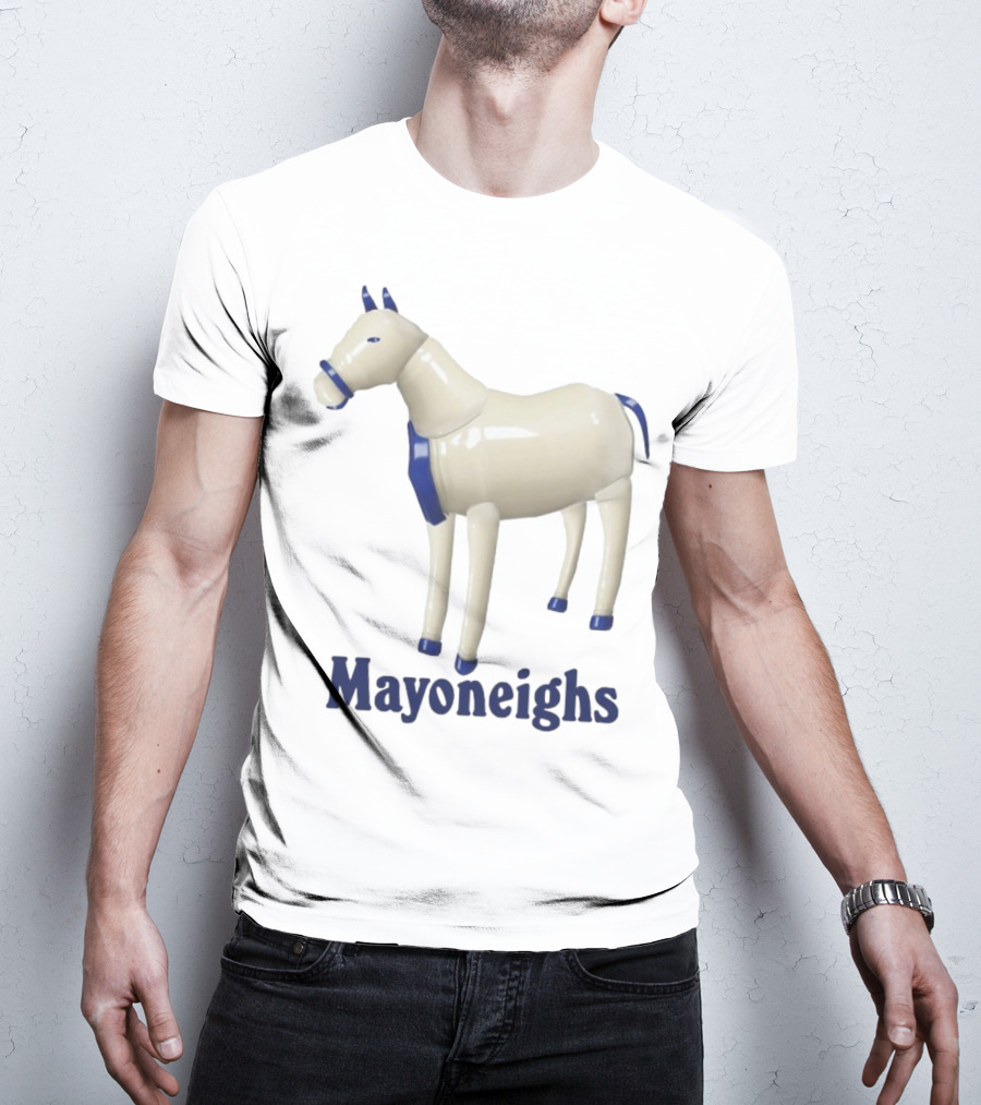 Mayoneighs Horse Creamy Figurine Blue Accents T-Shirt