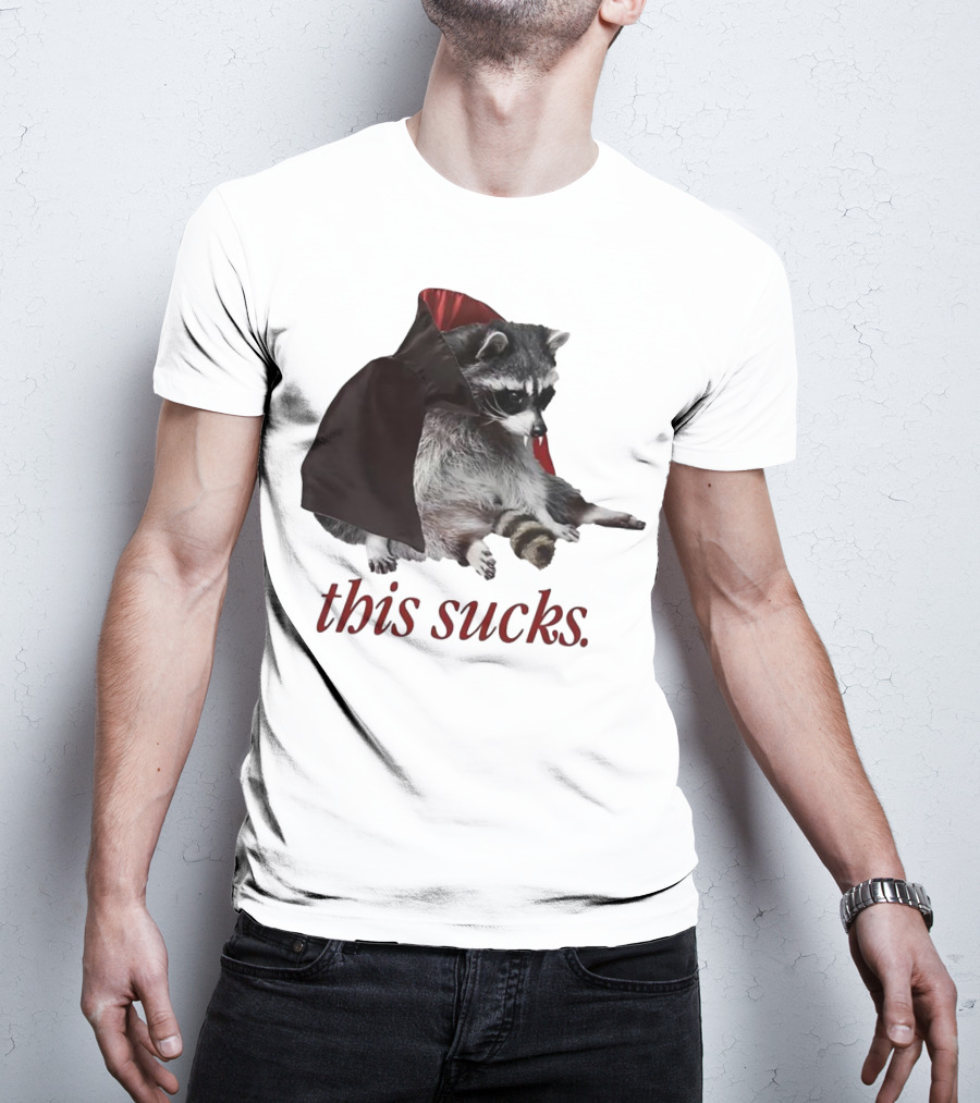 Raccoon Vampire Cape This Sucks Halloween T-Shirt