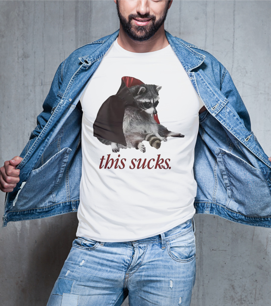 Raccoon Vampire Cape This Sucks Halloween T-Shirt