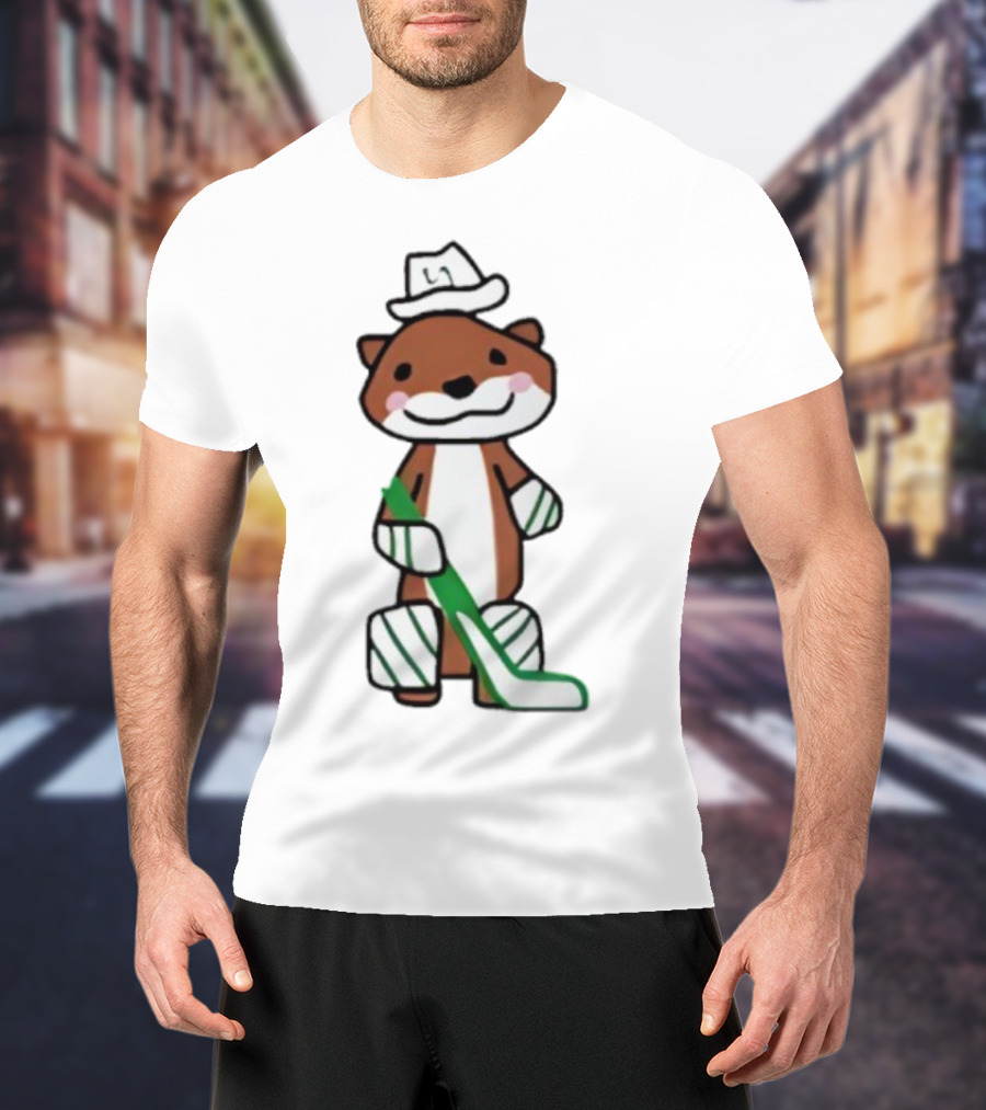 Thomas Harley Otter Hockey Player With Hat And Stick T-Shirt