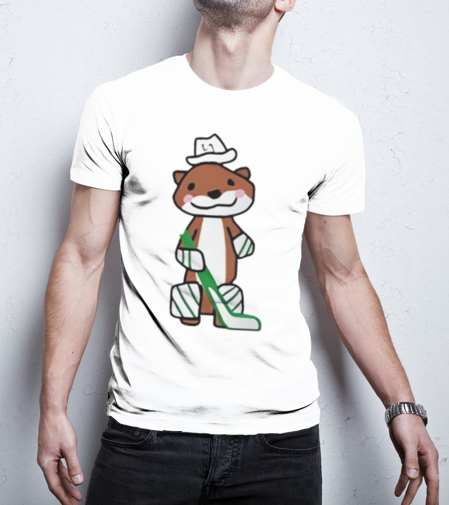 Thomas Harley Otter Hockey Player With Hat And Stick T-Shirt