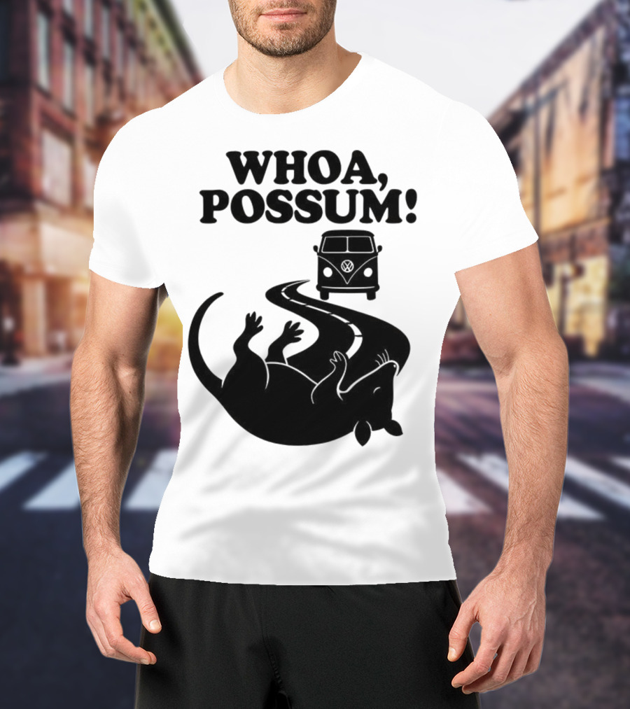 Whoa Possum Vintage Van Opossum Road Trip T-Shirt