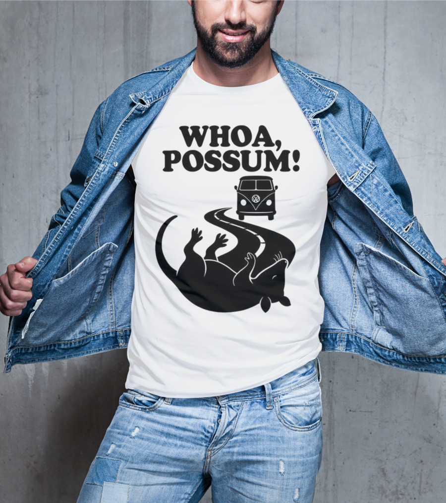 Whoa Possum Vintage Van Opossum Road Trip T-Shirt