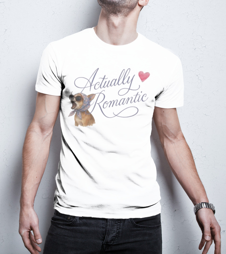 Actually Romantic Dog Sunglasses Heart Scarf T-Shirt