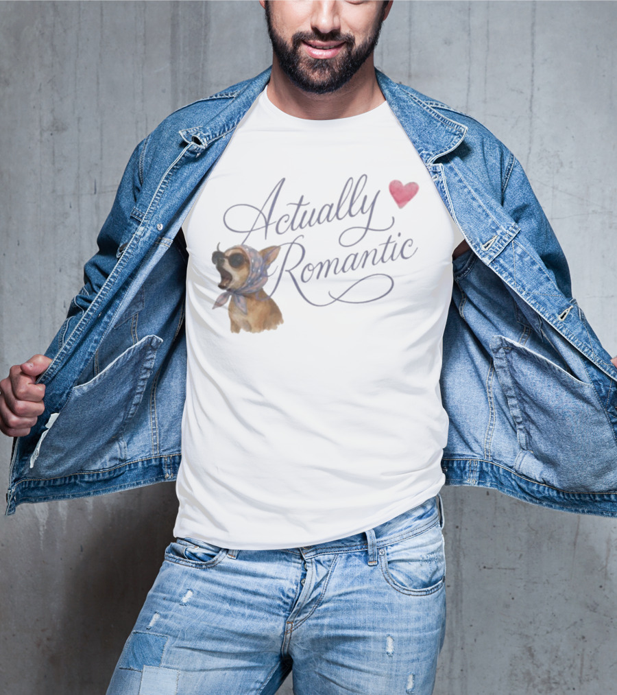 Actually Romantic Dog Sunglasses Heart Scarf T-Shirt