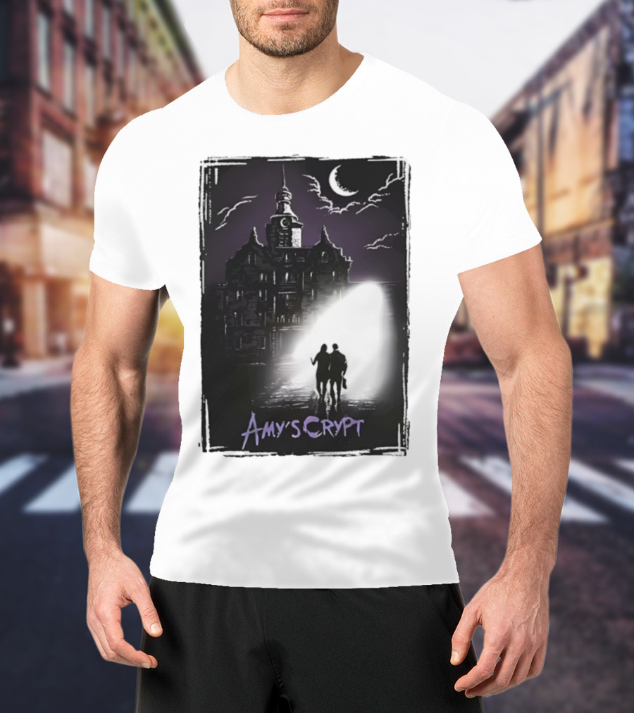 Amy's Crypt Haunted Mansion Moonlit Silhouette Halloween 2025 T-Shirt