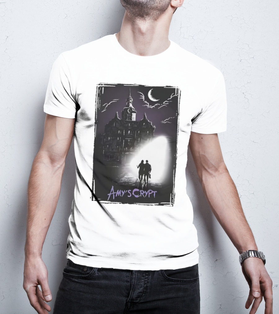 Amy's Crypt Haunted Mansion Moonlit Silhouette Halloween 2025 T-Shirt