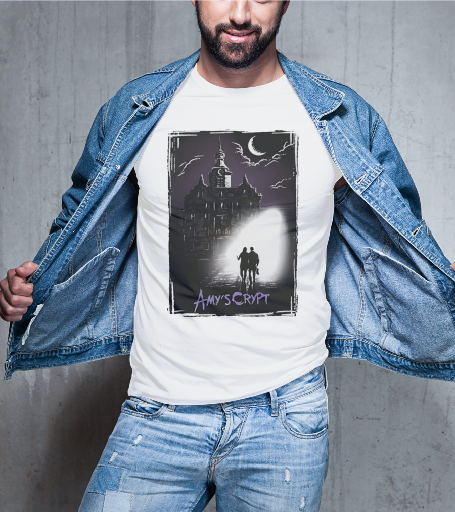 Amy's Crypt Haunted Mansion Moonlit Silhouette Halloween 2025 T-Shirt