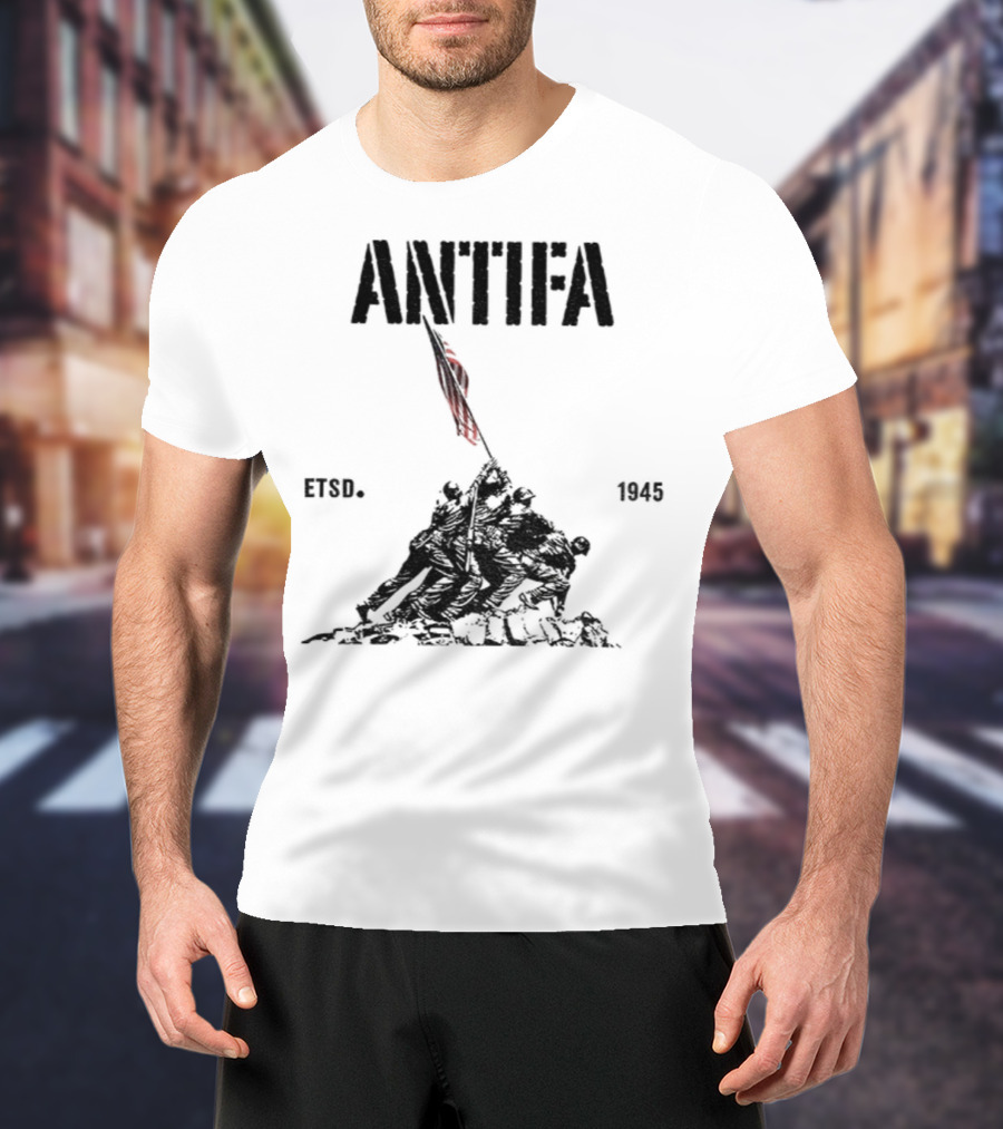 Antifa Estd 1945 Pro Democracy Liberal Protest Red Flag Symbolism T-Shirt