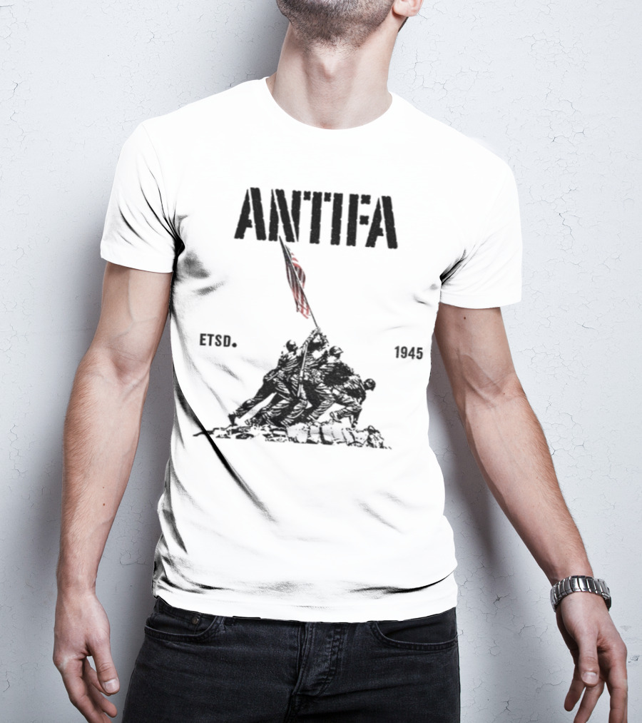 Antifa Estd 1945 Pro Democracy Liberal Protest Red Flag Symbolism T-Shirt