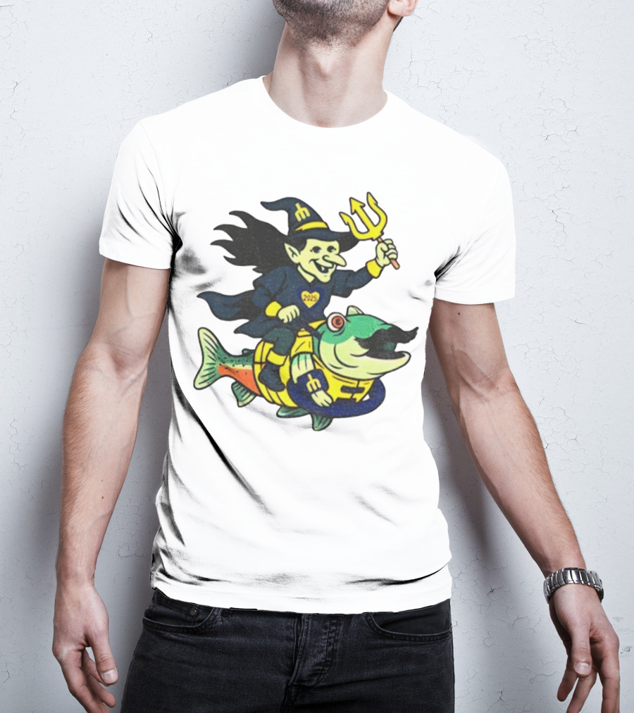 Etsy Witch Riding Mustache Trident Humpy Salmon Seattle Mariners 2025 T-Shirt