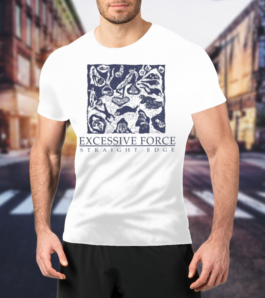 Excessive Force Straight Edge Abstract Pattern T-Shirt