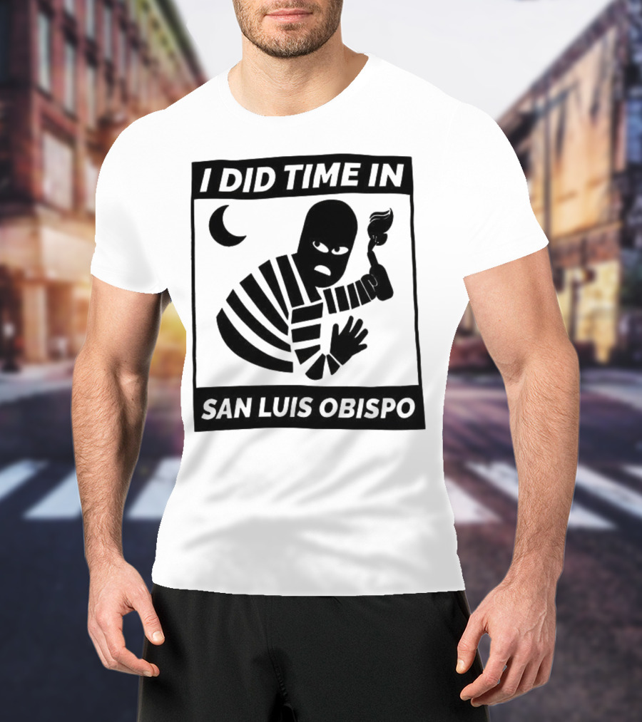I Did Time In San Luis Obispo Retro Prison Bars Crescent Moon T-Shirt