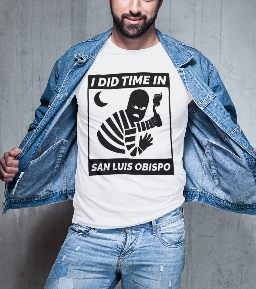 I Did Time In San Luis Obispo Retro Prison Bars Crescent Moon T-Shirt