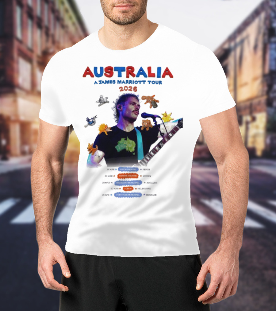 James Marriott Australia Tour 2026 Colorful Dates And Animals T-Shirt