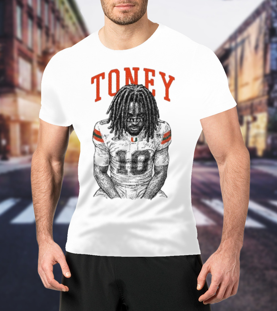 Toney Gabos Miami Hurricanes Number 10 Football Art T-Shirt