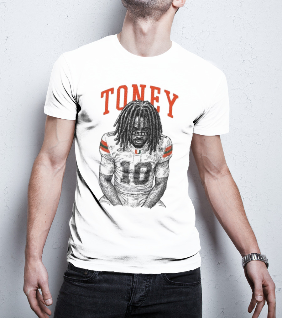 Toney Gabos Miami Hurricanes Number 10 Football Art T-Shirt