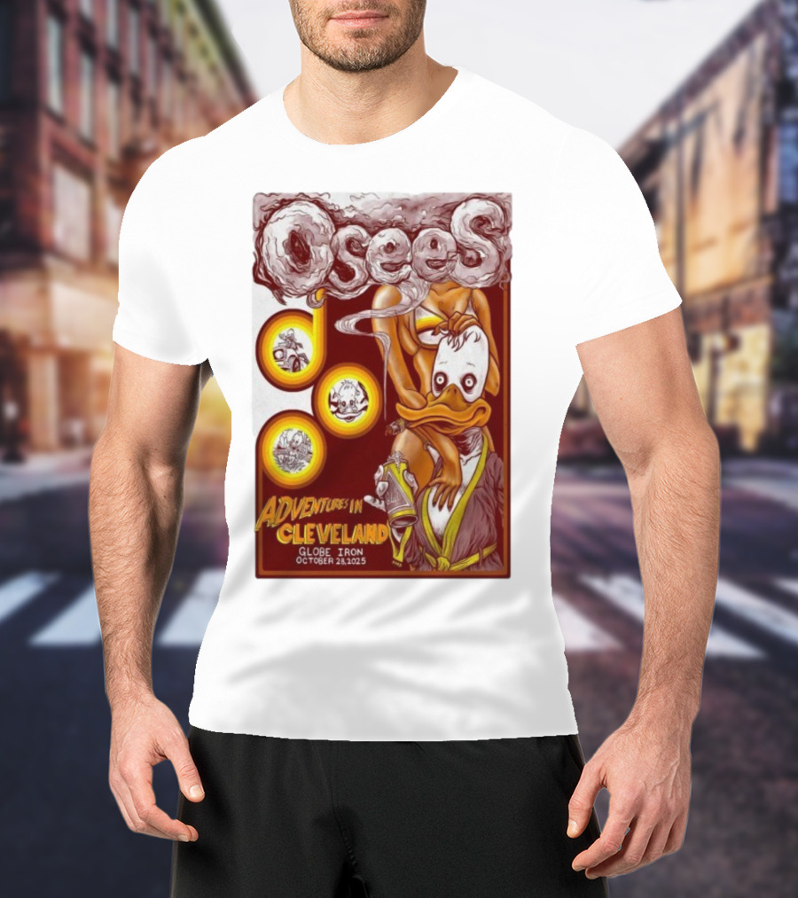 Osees Adventures In Cleveland Globe Iron October 28 2025 T-Shirt