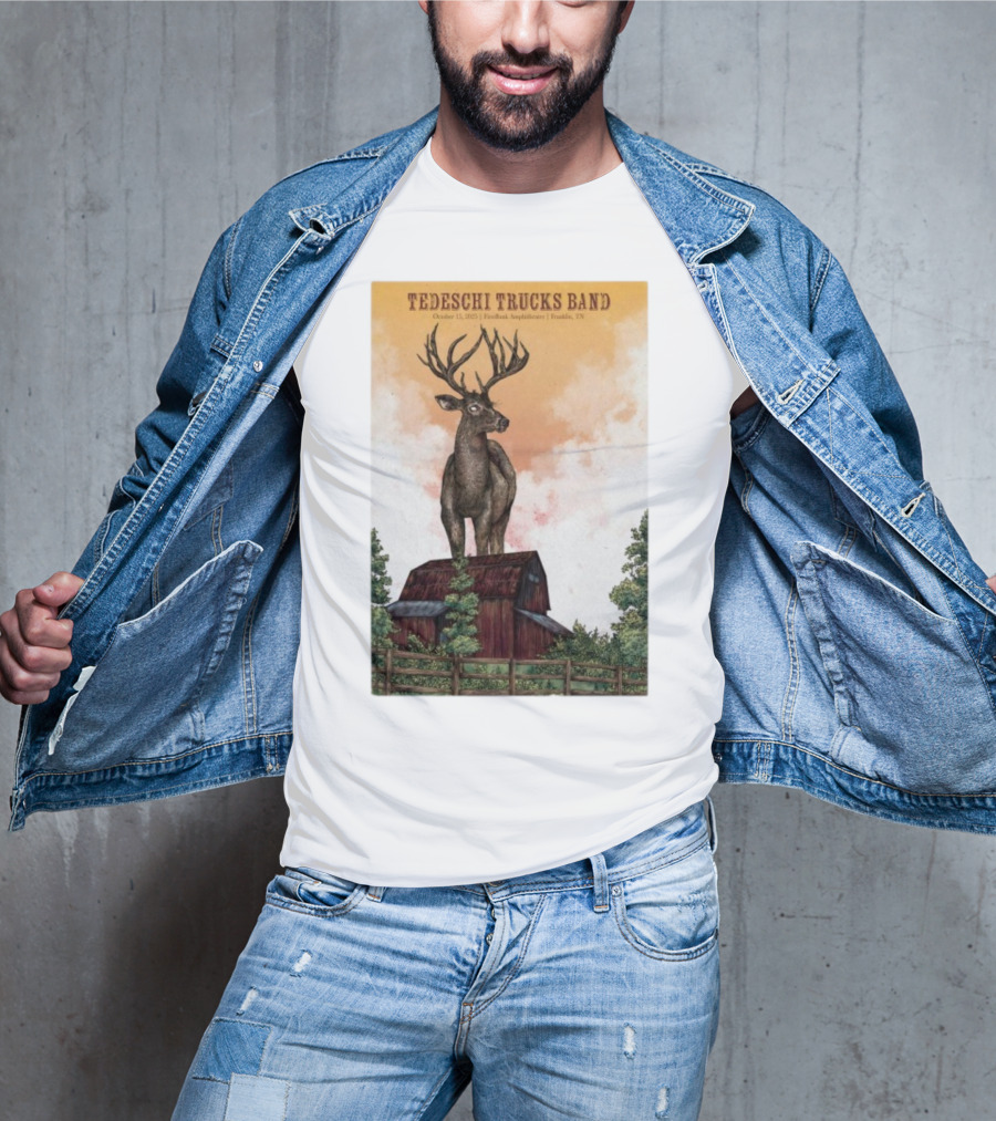 Tedeschi Trucks Band October 15 2025 FirstBank Amphitheater Franklin TN Deer On Barn T-Shirt