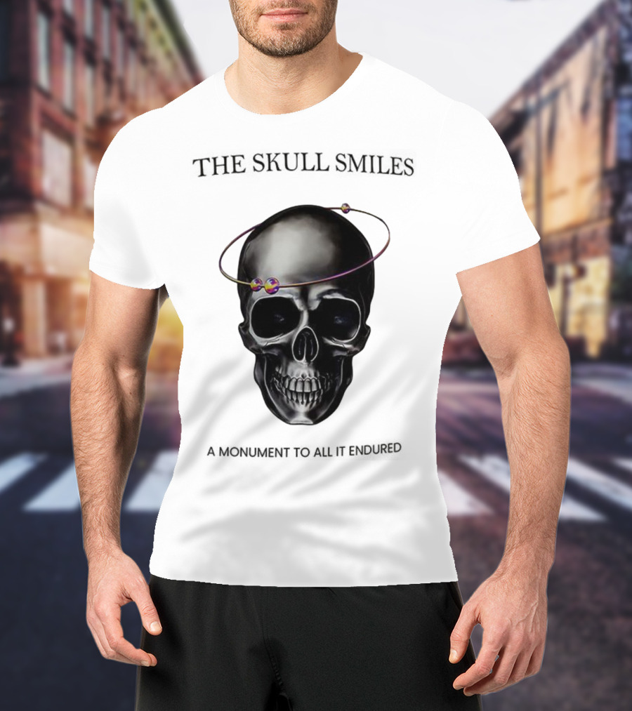 The Skull Smiles A Monument To All It Endured With Planetary Orbit Halo T-Shirt