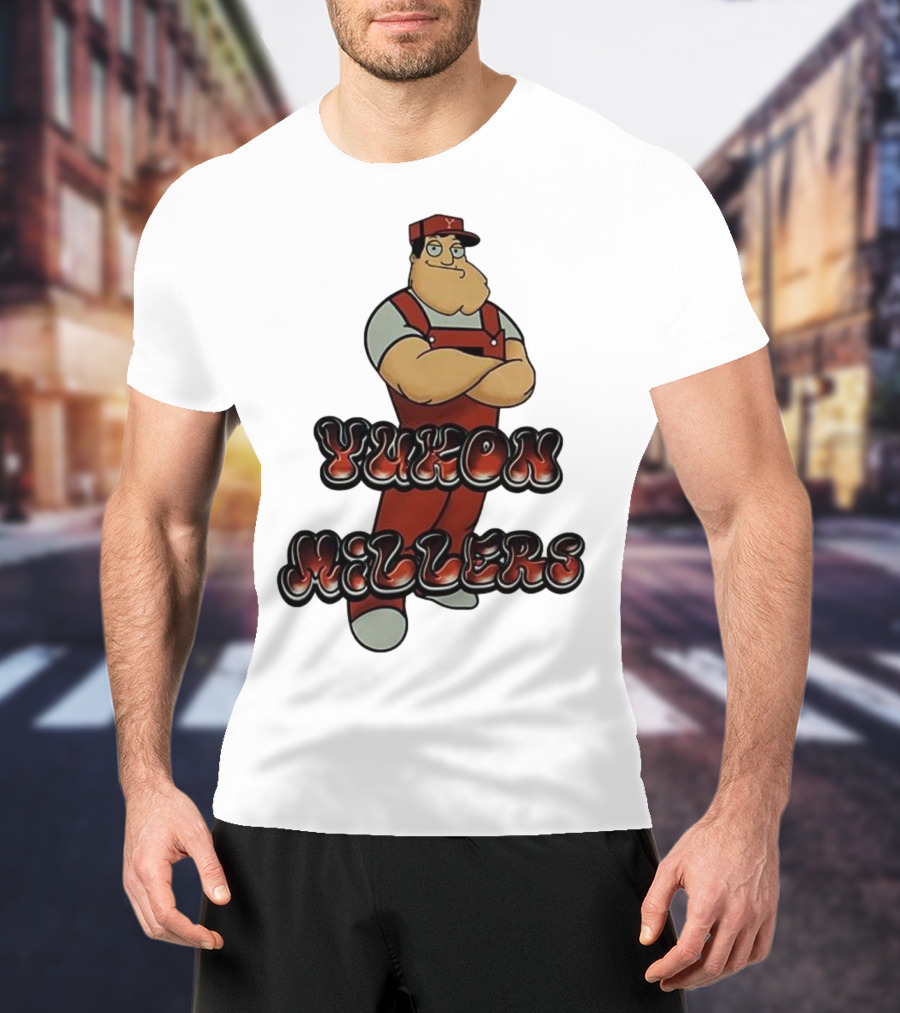 Yukon Millers Overalls Red Cartoon Character T-Shirt