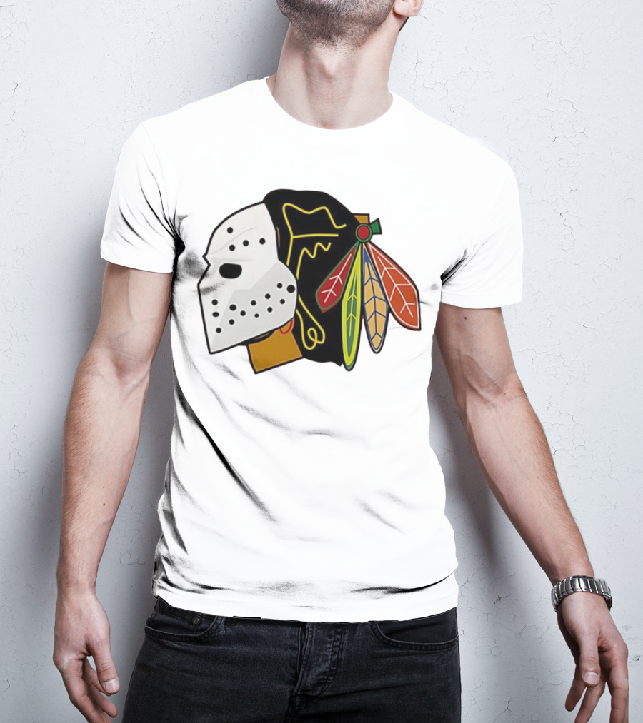Chicago Blackhawks Hockey Mask Team Colors T-Shirt